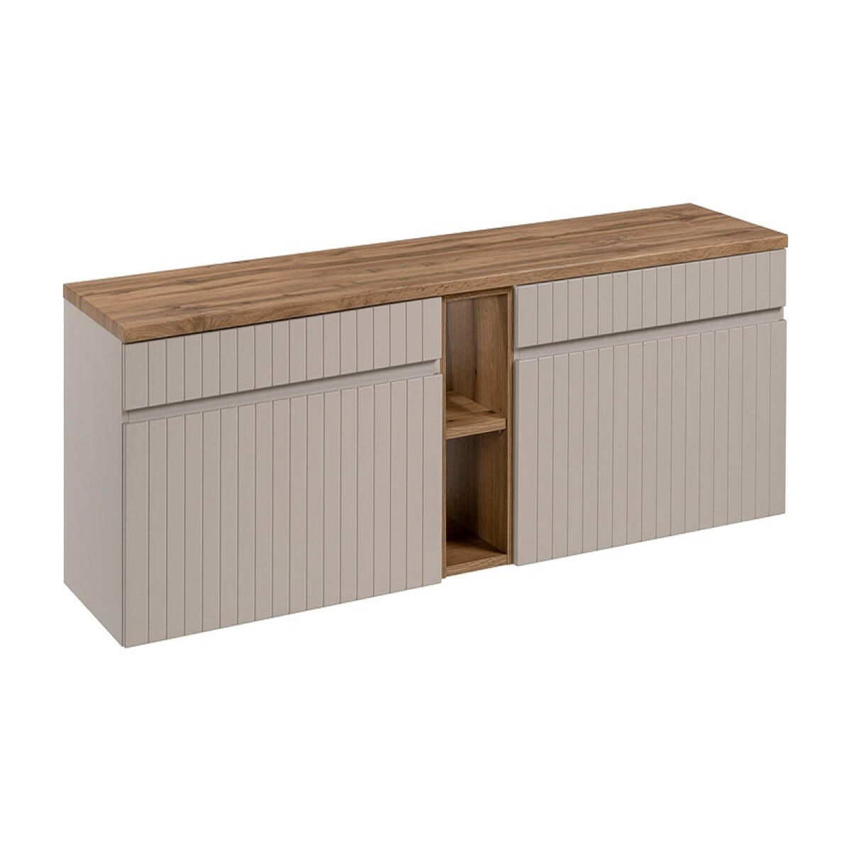 BADMÖBEL-SET 4 Teile - Iconic Cashmere I BM130 in Kaschmir Matt/Coast Evoke Eiche - Kaschmir, Holz (180/46/46cm)