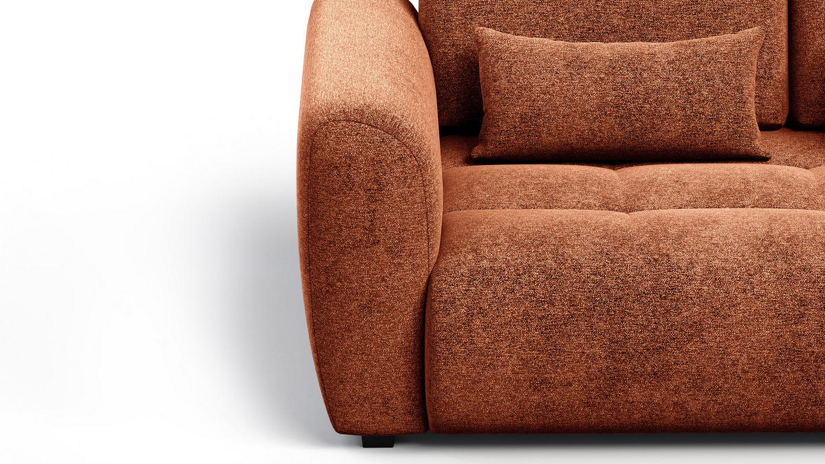 SOFA SORENO 3-Sitzer, orange - Schwarz/Orange, Holz/Textil (214/94/114cm) - Courtois Laville