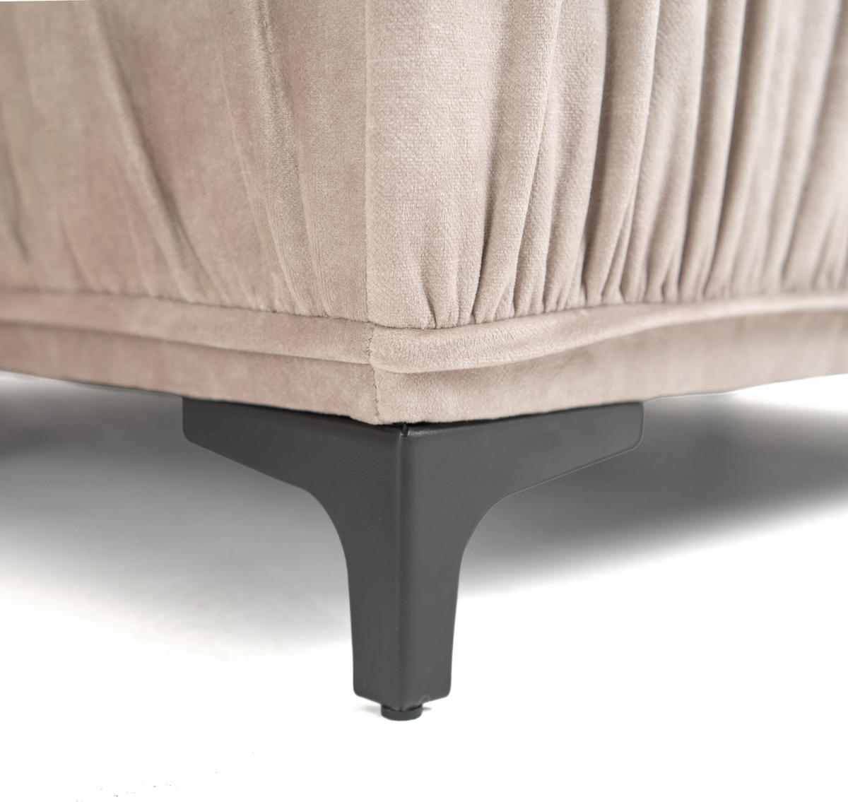 ECKSOFA Velora mit Schlaffunktion & Stauraum, Universell Rechts/Links, Beige Samt 270/92/150 cm - Beige/Schwarz, Textil/Metall (270/150cm) - WFL GROUP