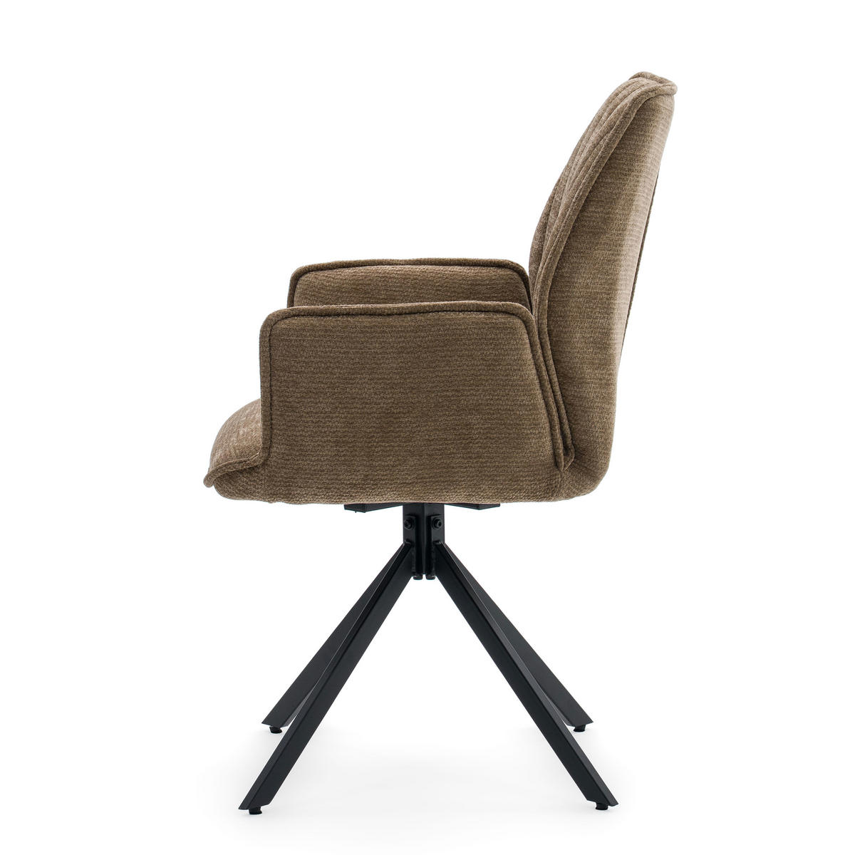 STUHL MERANO drehbar gepolsterter mit Steppung - braun - Chenille - Schwarz/Braun, Textil/Metall (58/90/61cm) - NEW HOME