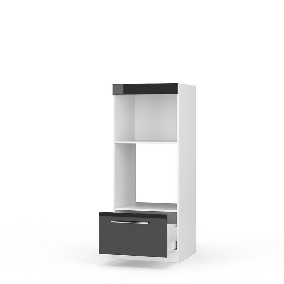 MIKROWELLENSCHRANK Fame-Line Anthrazit Hochglanz 60 cm offen - Schwarz Hochglanz/Anthrazit, Holzwerkstoff (60/153.6/58.1cm) - Vicco