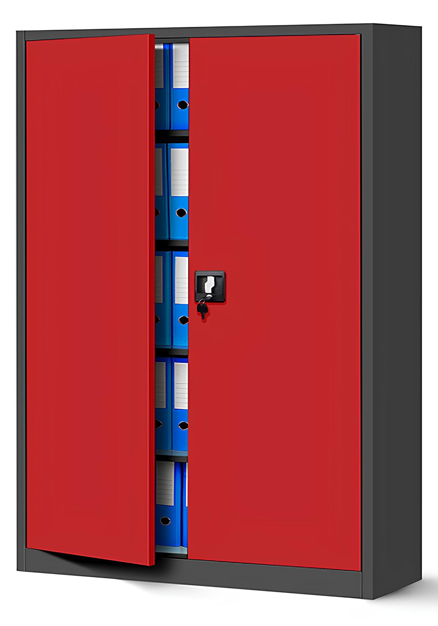 AKTENSCHRANK JAN II - Anthrazit/Rot, Metall (115/185/40cm) - Jan Nowak