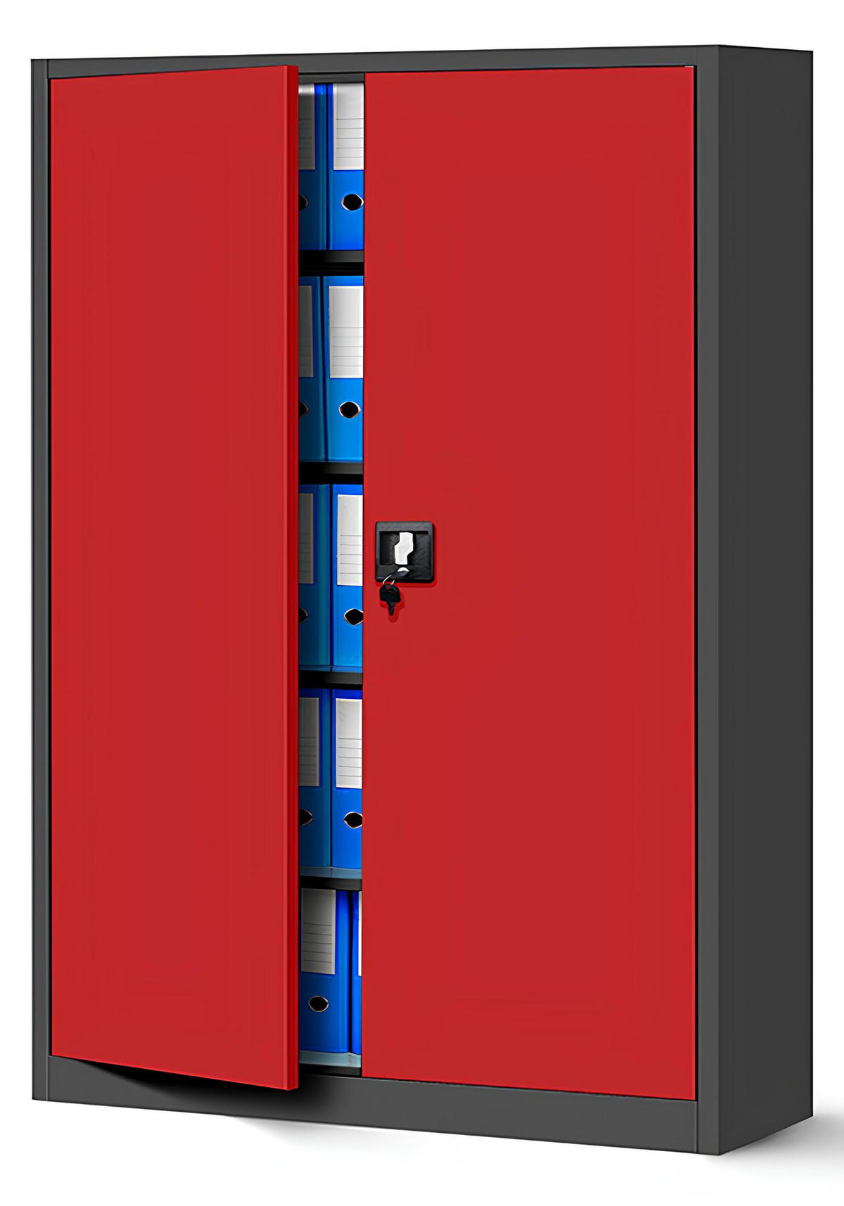 AKTENSCHRANK JAN II - Anthrazit/Rot, Metall (115/185/40cm) - Jan Nowak