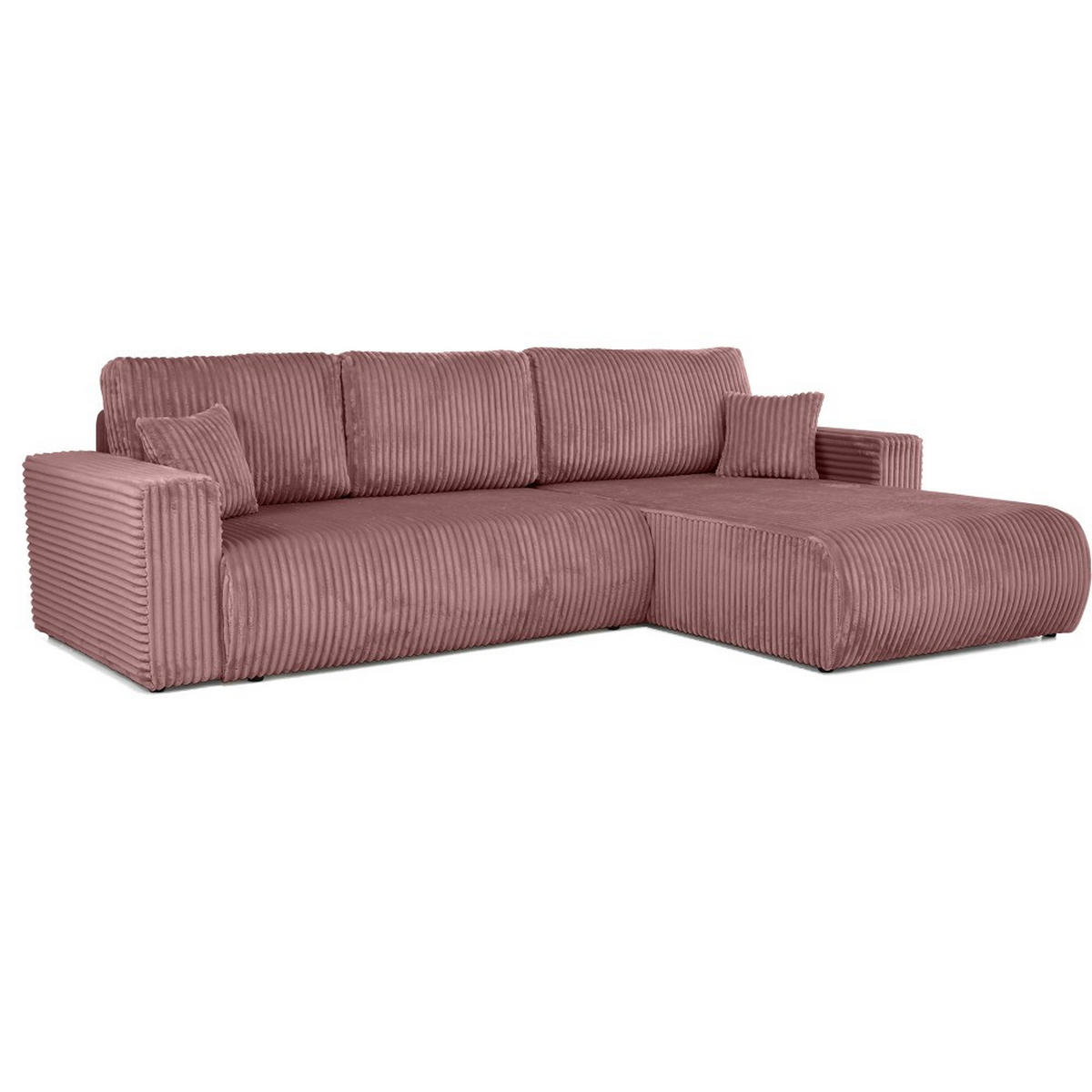 ECKSCHLAFSOFA Porto mit universelle Ottomane, Rosa - Schwarz/Rosa, Textil (288/190cm) - Beautysofa