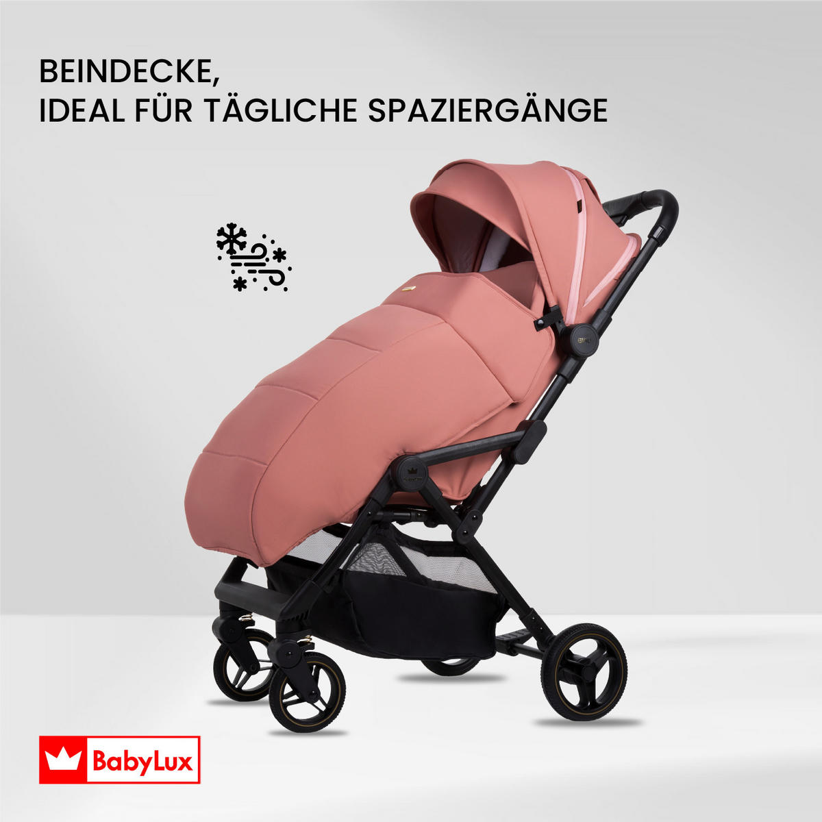 BUGGY Giau, Klein und Leicht, Teleskopische Führung, Kompakt Faltbar, Wickeltasche, Reisetasche - Schwarz/Rosa, Textil/Metall (58/98cm) - BabyLux