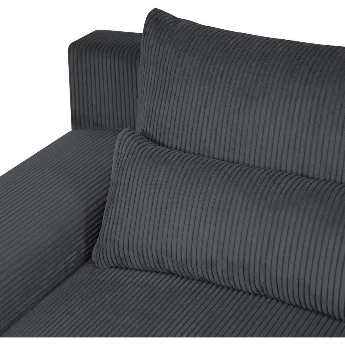 WOHNLANDSCHAFT Benny U dunkelgrau - Dunkelgrau/Schwarz, Textil/Metall (350/85/186cm) - Beautysofa