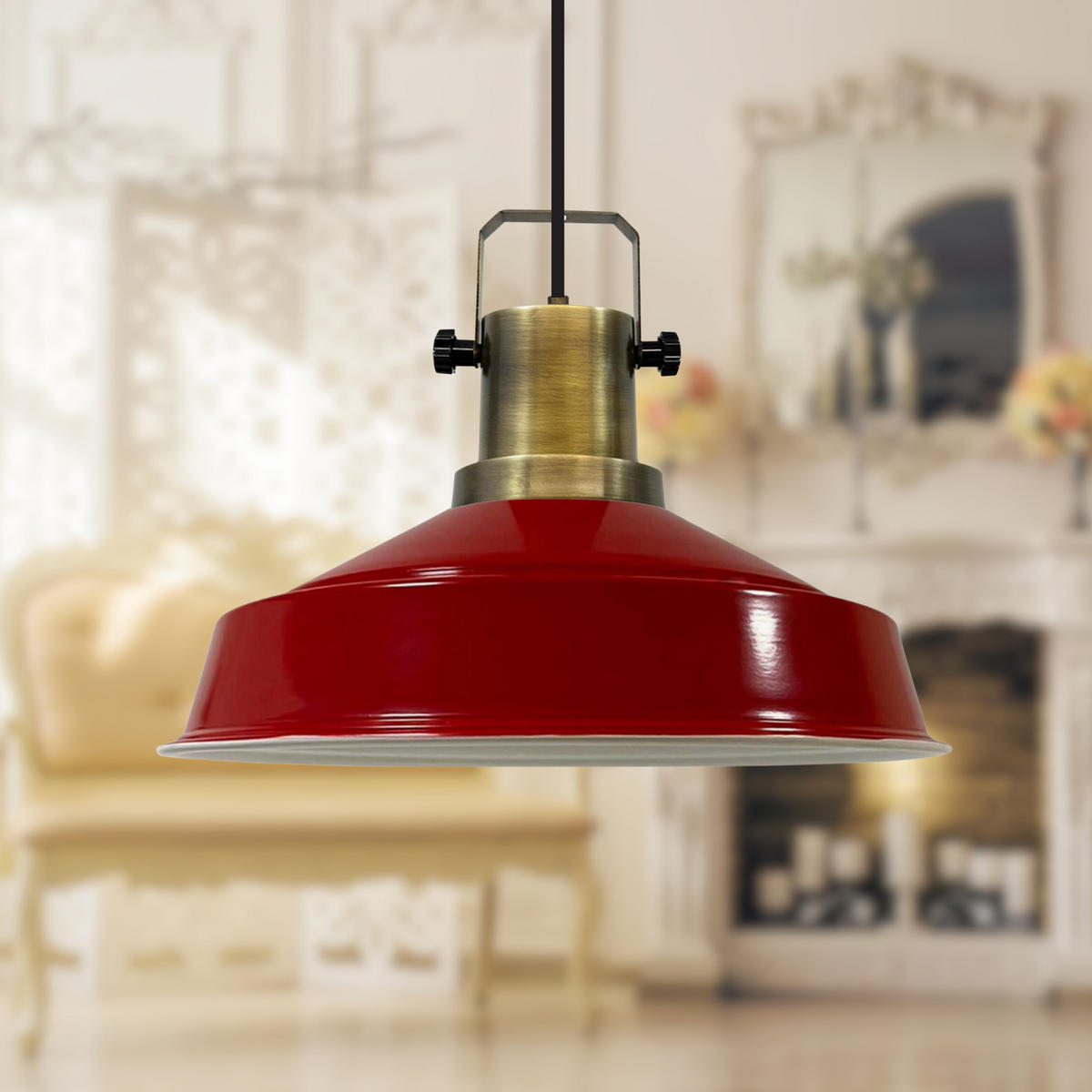 PENDELLEUCHTE Asletl Metall 41/28 cm - Rot, Metall (41/28cm) - Bamyum