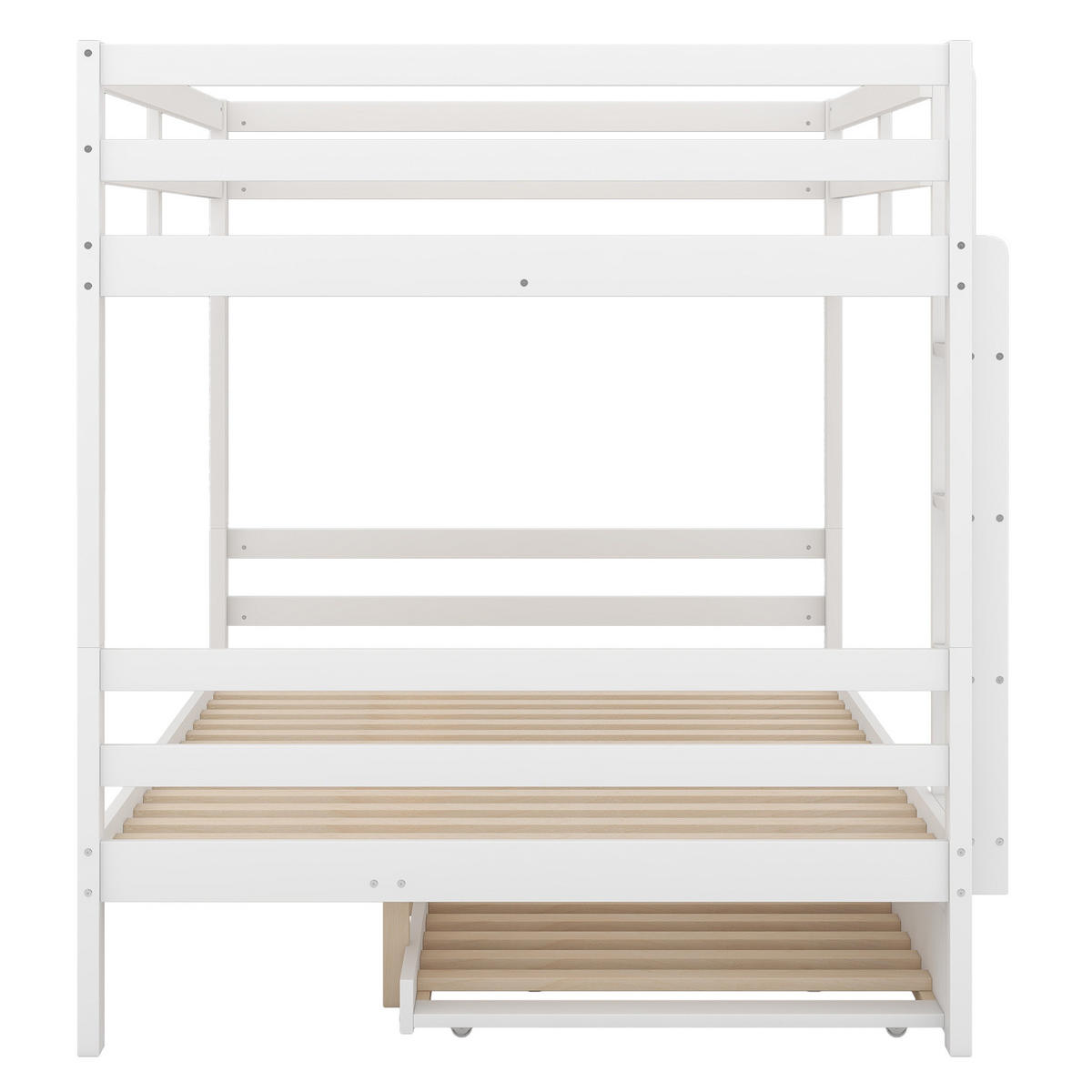 ETAGENBETT 140/200 cm Weiß mit Ausziehbett aus Kiefer - Weiß, Holz (140/200cm) - MIVRAY