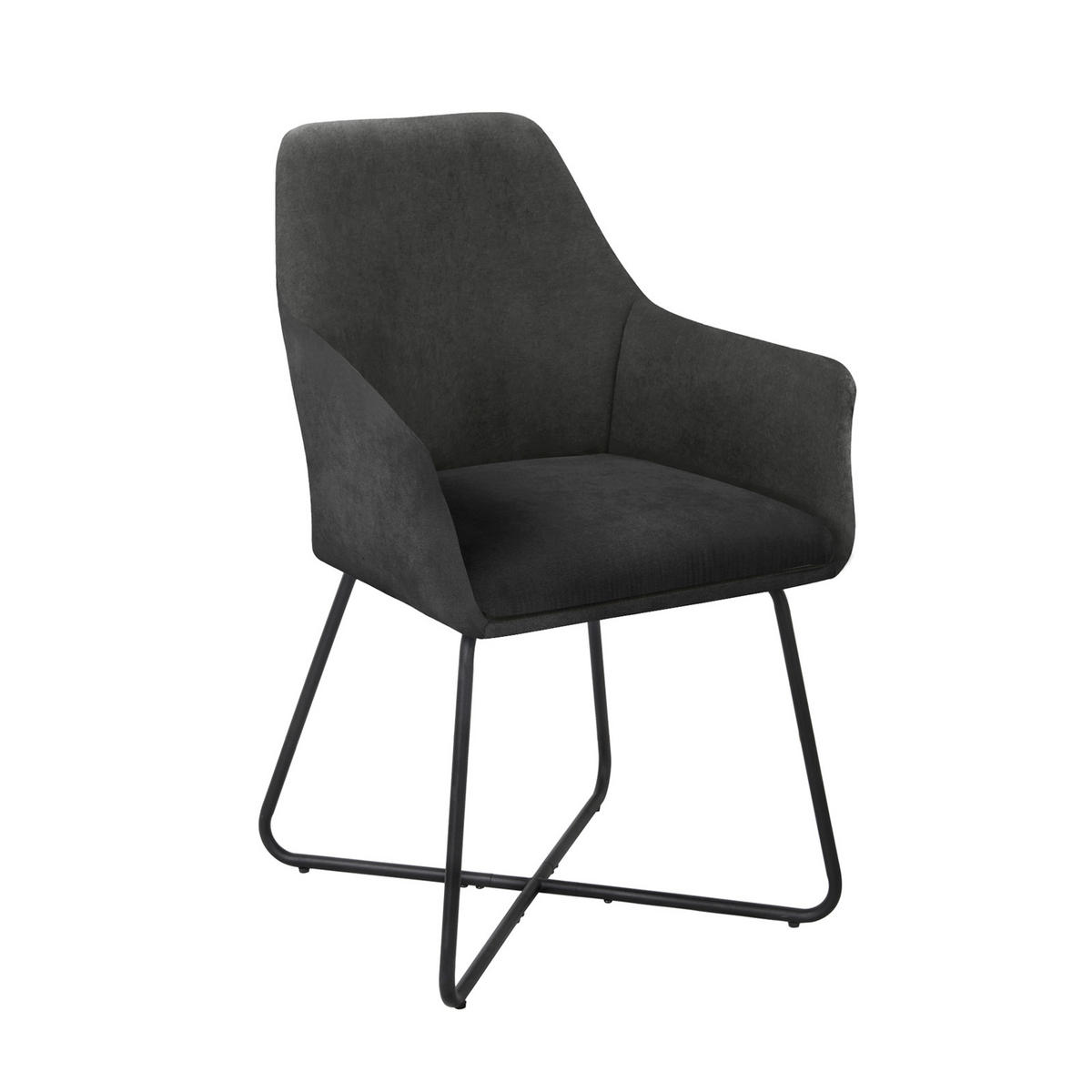 ESSZIMMERSTUHL JOSIE Dining 2er Set Stoffbezug Dunkelgrau - Anthrazit/Schwarz, Textil (59/88/58cm) - SVITA