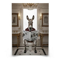 POSTER für Badezimmer WC ESEL im Anzug auf Toilette mit Zeitung Glamour 50x70cm - Beige/Schwarz, Papier (50/70/70cm) - Muralo