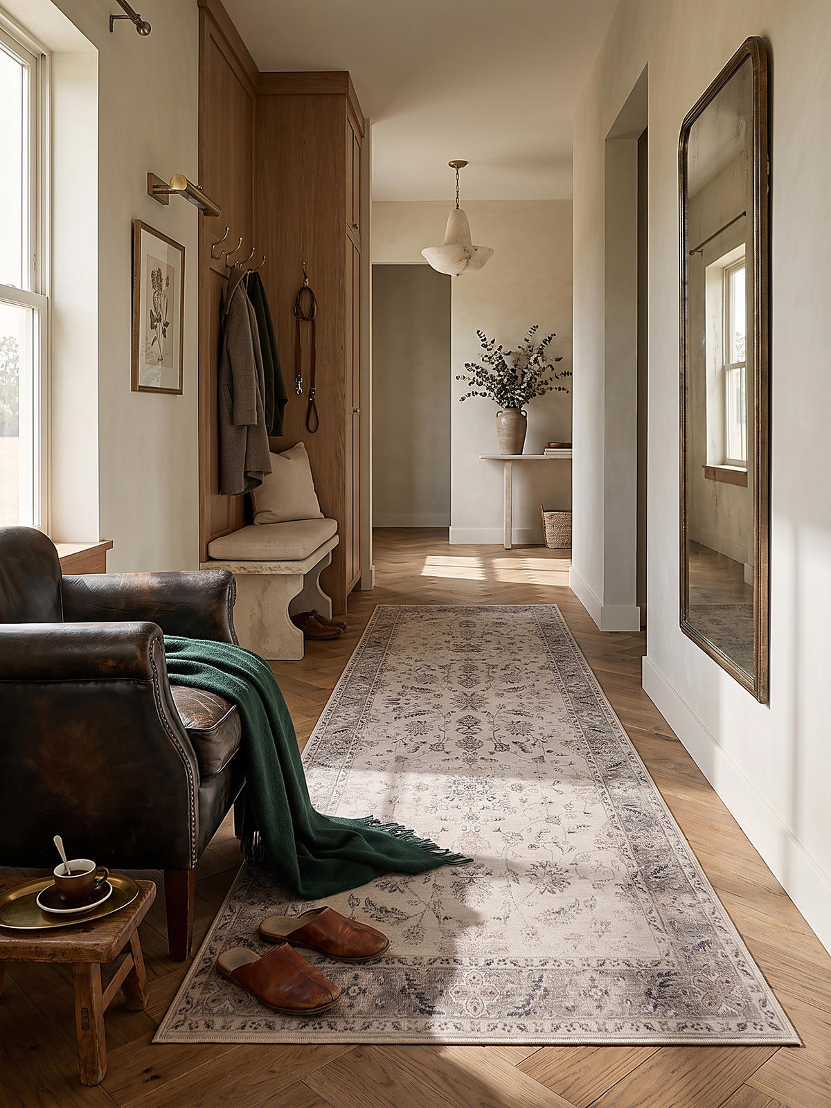 LÄUFER waschbar, mit floralen Ornamenten, aus Polyester, VERNANTE in Beige-Grau, 80 x 250 cm - Beige, Textil (80/250cm) - KADIMA DESIGN