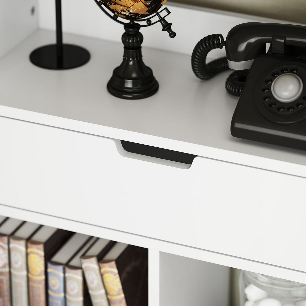 BÜCHERREGAL Standregal mit 9 Regalen, 1 Schublade, Aufbewahrungsregal Weiß - Weiß, Holz/Holzwerkstoff (26/158/60cm) - HOMCOM