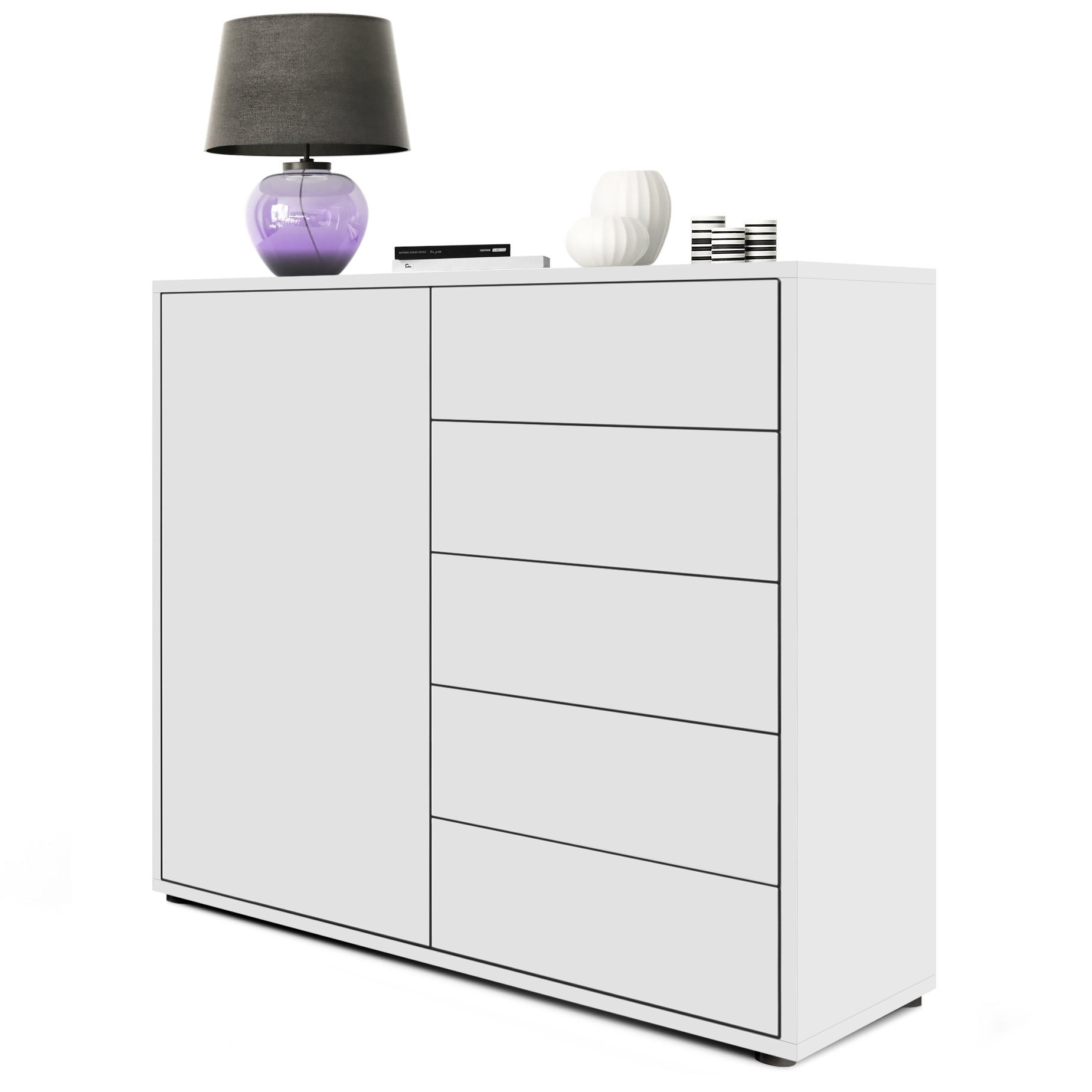 KOMMODE Ben Front in Weiß matt - Weiß, Holzwerkstoff (79/74/36cm) - Vladon