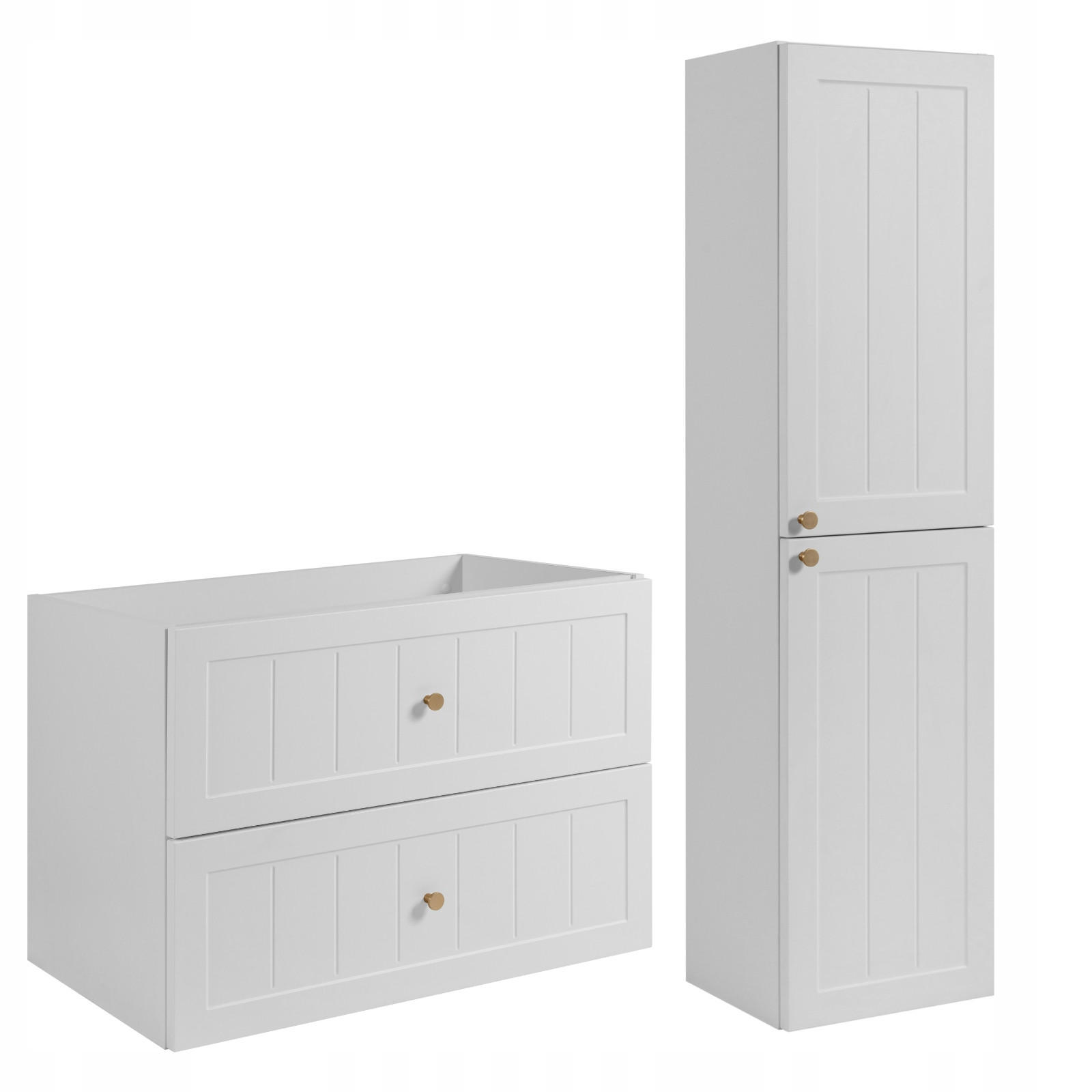 WASCHBECKUNTERSCHRANK + HÄNGESÄULE GUSTO 80cm Mattweiß - Weiß, Holzwerkstoff (80/58/46cm) - Rodan