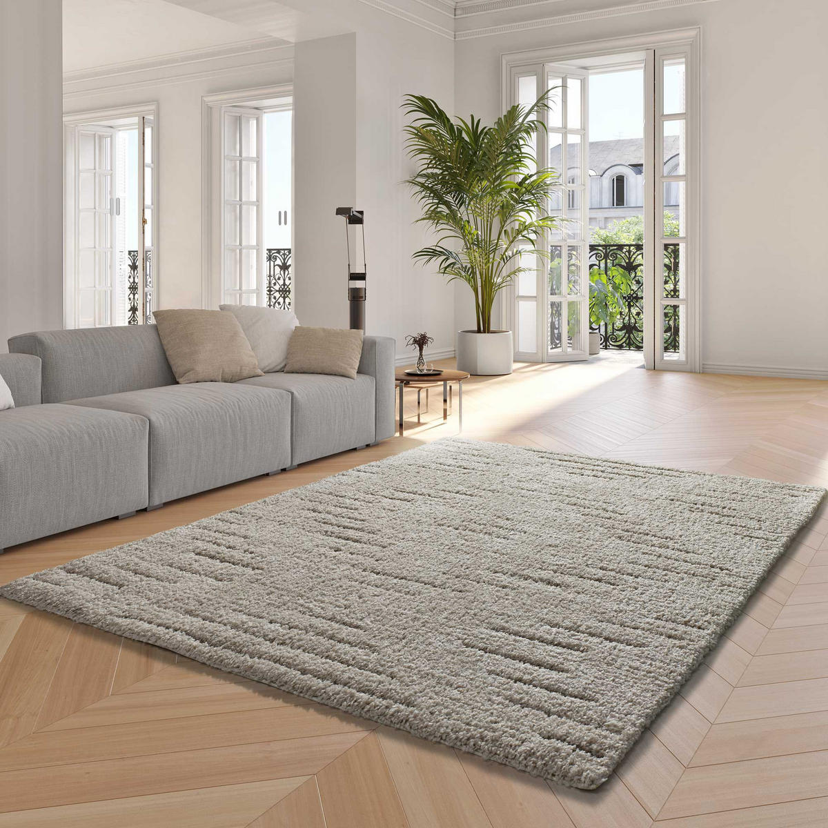 HOCHFLORTEPPICH Creme Atesa 60/120 cm - Creme, Naturmaterialien/Textil (60/120cm) - Atticgo