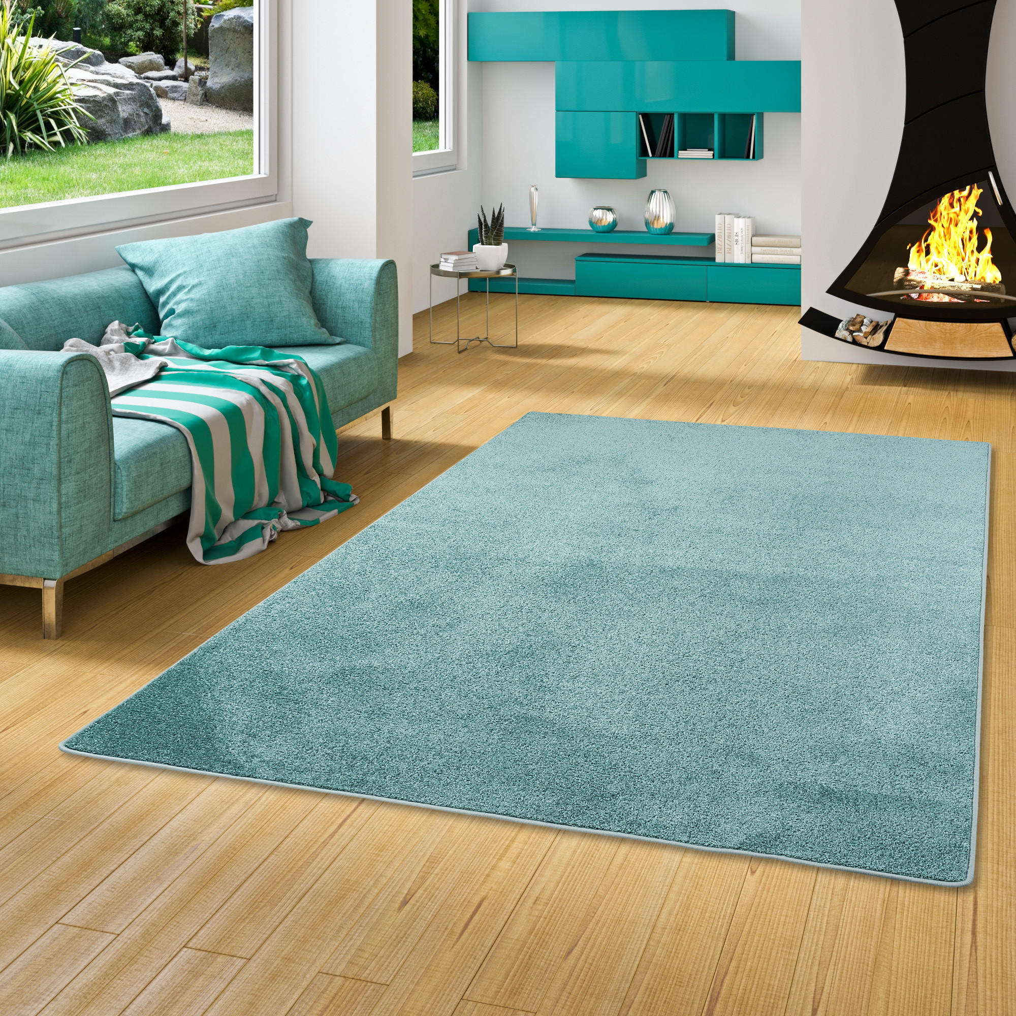 HOCHFLOR VELOURS TEPPICH LUNA - Mintgrün, Textil (200/250cm) - Snapstyle