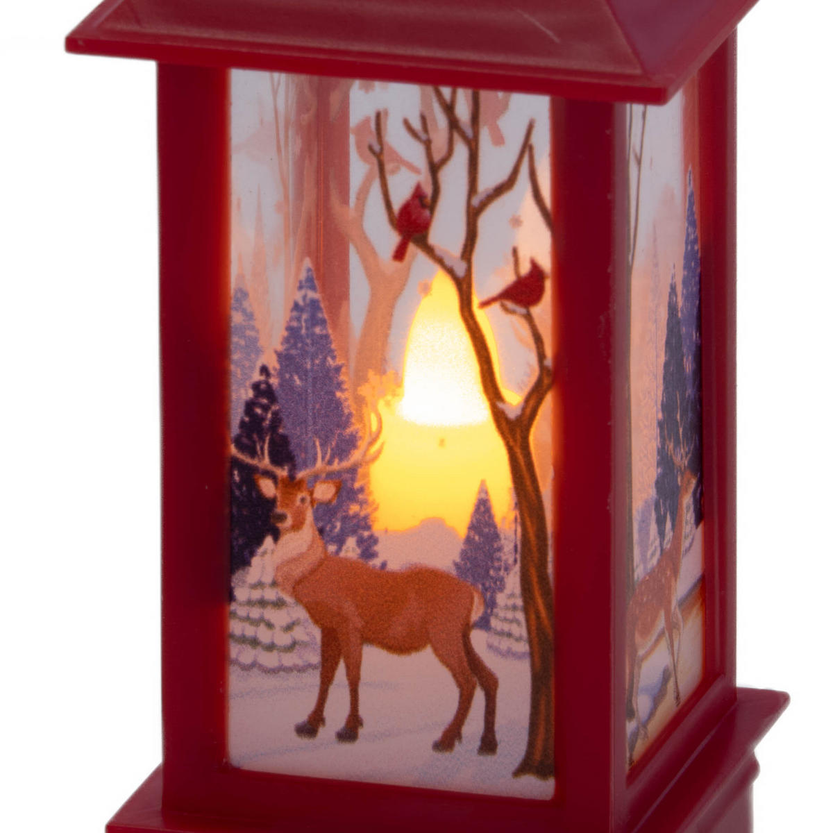 LED-LATERNE Metall Weihnachtsmotiv - Rot, Kunststoff (5.3/13/5.5cm) - Fééric Lights and Christmas