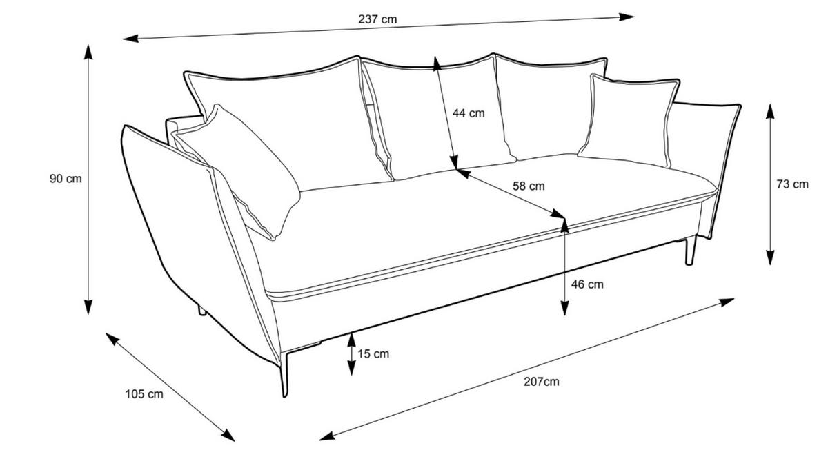 POHOVKA SOLE, krémová, tkaná látka, s funkcí rozkladu na lůžko - krémová, textil (105/90/237cm) - MASSENO