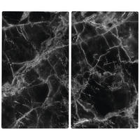 GLASPLATTEN für Herd — 2 Stück Marble Schwarz 52/30 cm - Schwarz, Glas (30/52cm) - ZELLER