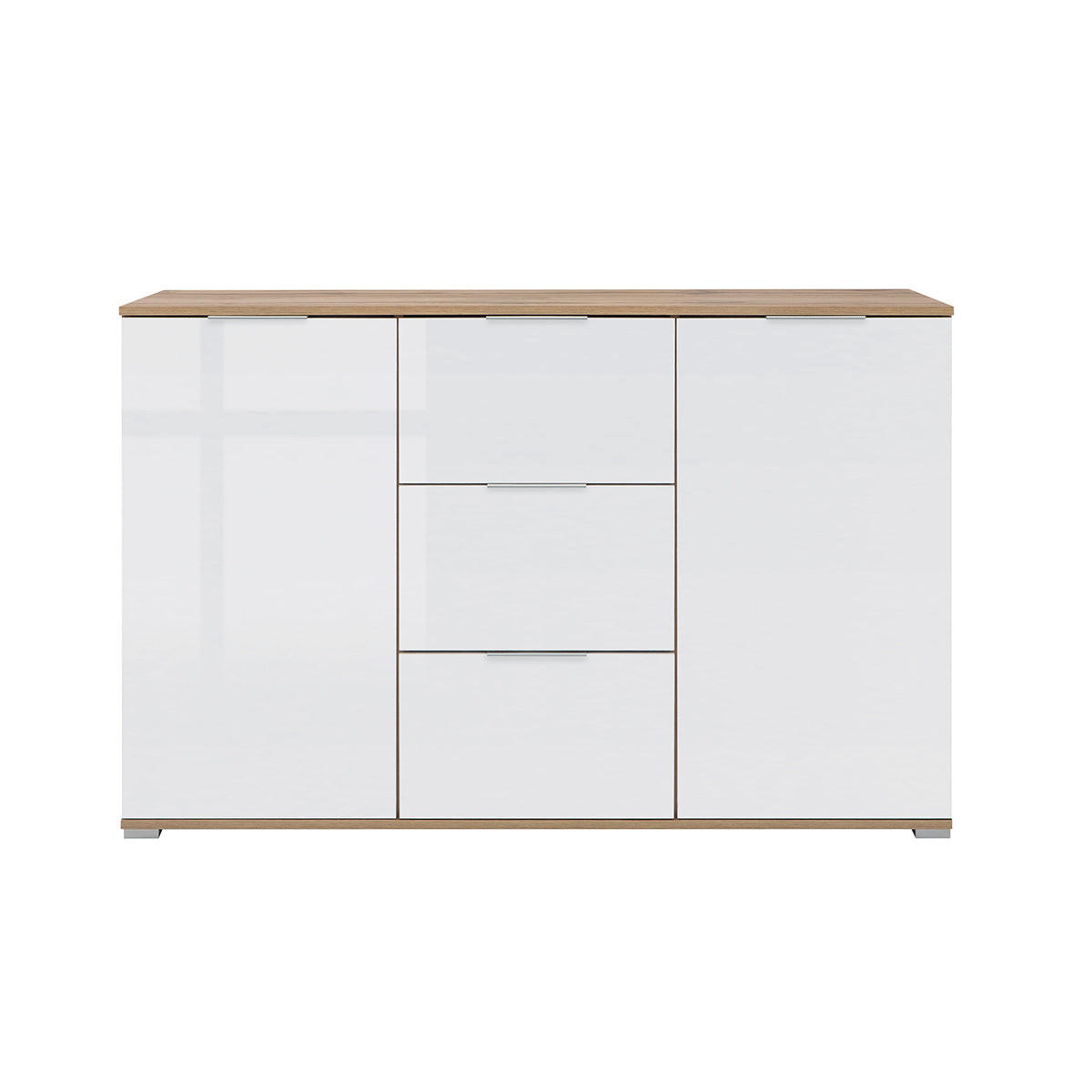 SIDEBOARD Selma Weiß und Holz - Weiß, Holzwerkstoff (135/86/41cm) - Petits-meubles