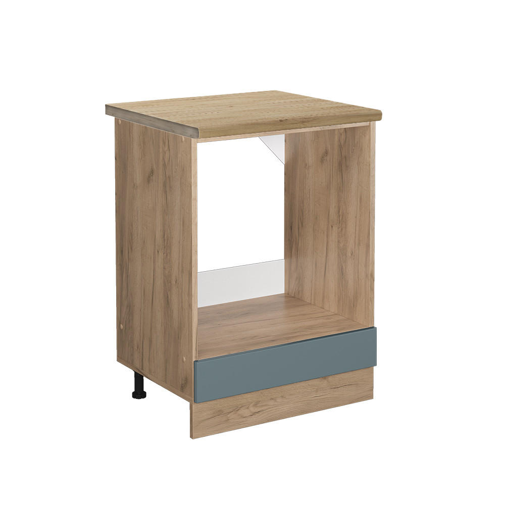 HERDUMBAUSCHRANK R-Line Blau-Grau 60 cm, AP Eiche - Honigeiche/Eiche Wotan, Holzwerkstoff (60/81.6/60cm) - Vicco