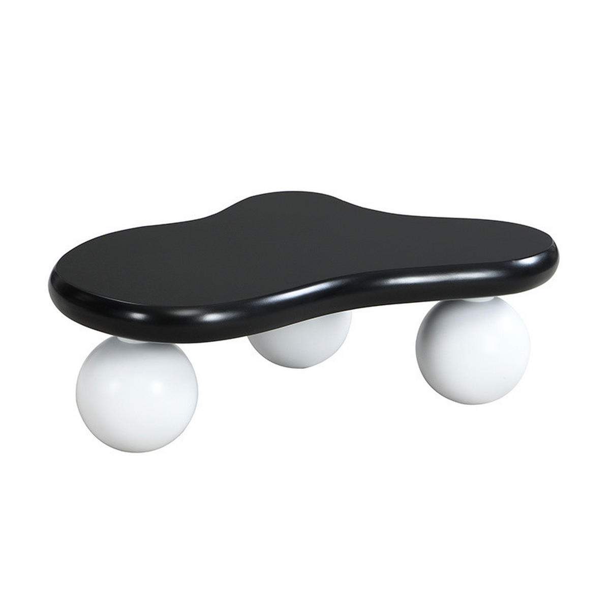 COUCHTISCH 95/62,5/32 cm mit LED-Beleuchtung, wolkenförmigem Design und MDF-Oberfläche, Schwarz/Weiß - Schwarz/Weiß, Holzwerkstoff (95/62.5/32cm) - Redom