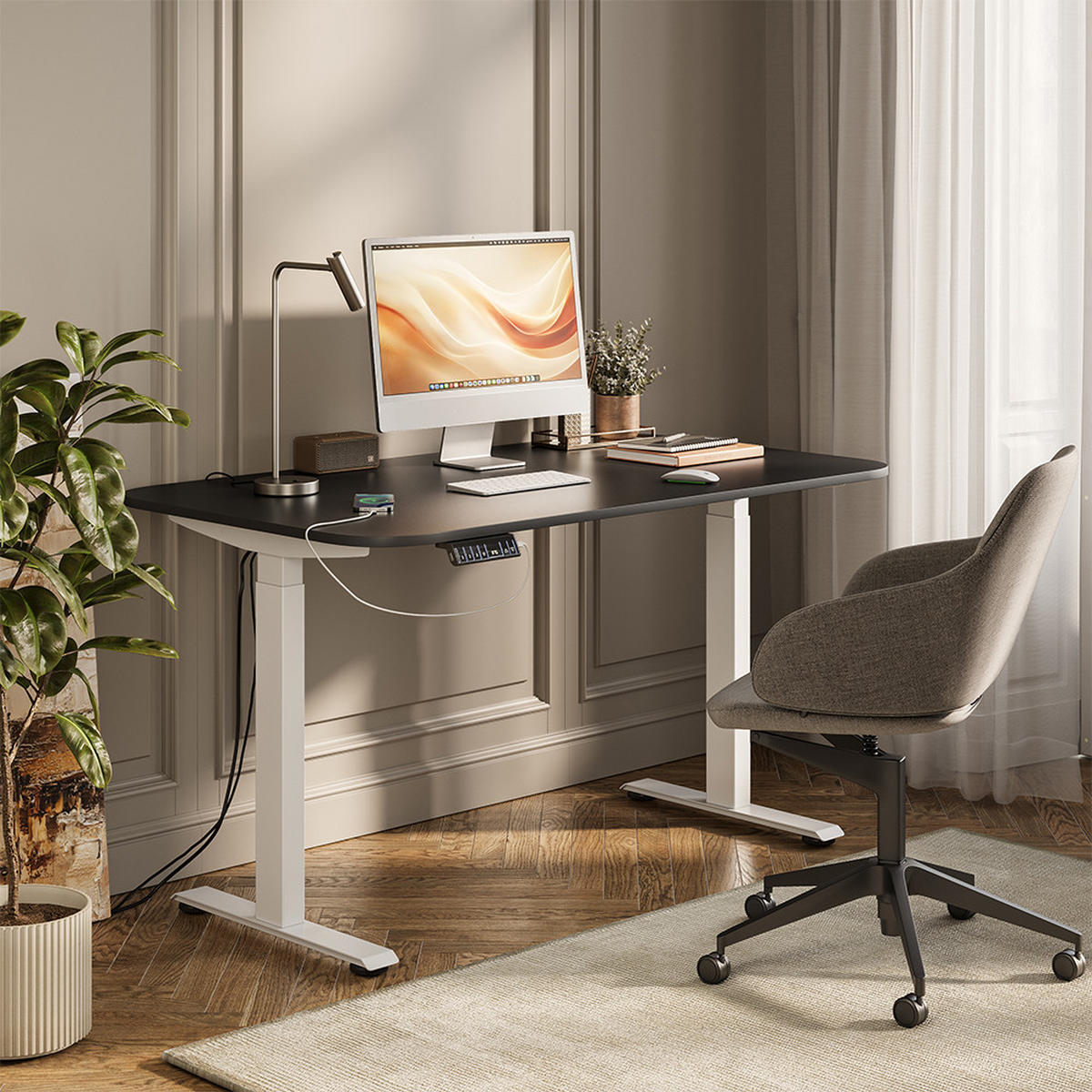 PSACÍ STŮL Elevate Bílá/antracitová - bílá, kompozitní dřevo (80/140/120cm) - Vicco