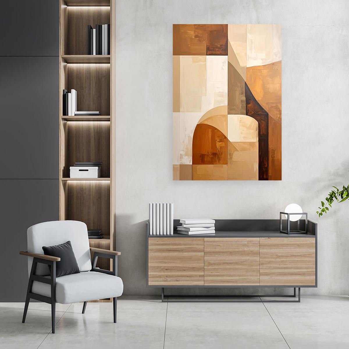 LEINWANDBILD 3D und geometrisch 80x120cm - Beige, Textil (80/120cm) - Feeby