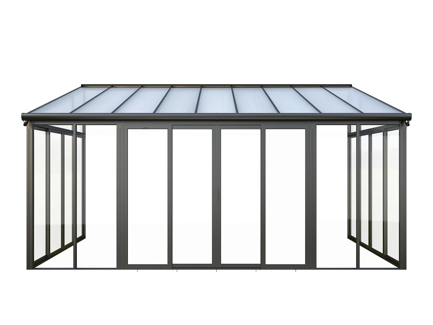 SELBSTTRAGENDE Pergola - 546cm x 277cm - Polycarbonat - anthrazitgrau - MATHILDA - Anthrazit, Kunststoff (546/224/277cm) - Vente-Unique