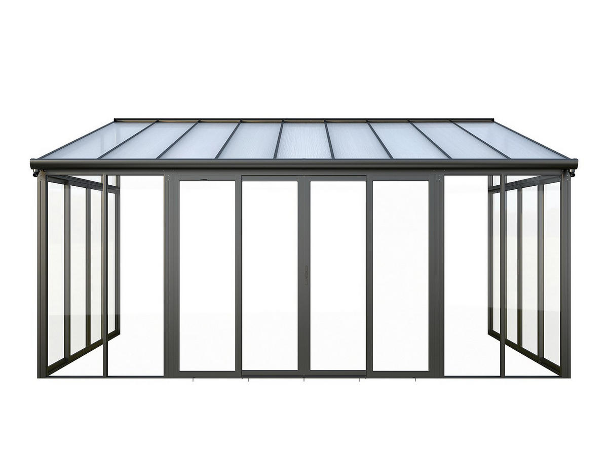 SELBSTTRAGENDE Pergola - 546cm x 277cm - Polycarbonat - anthrazitgrau - MATHILDA - Anthrazit, Kunststoff (546/224/277cm) - Vente-Unique