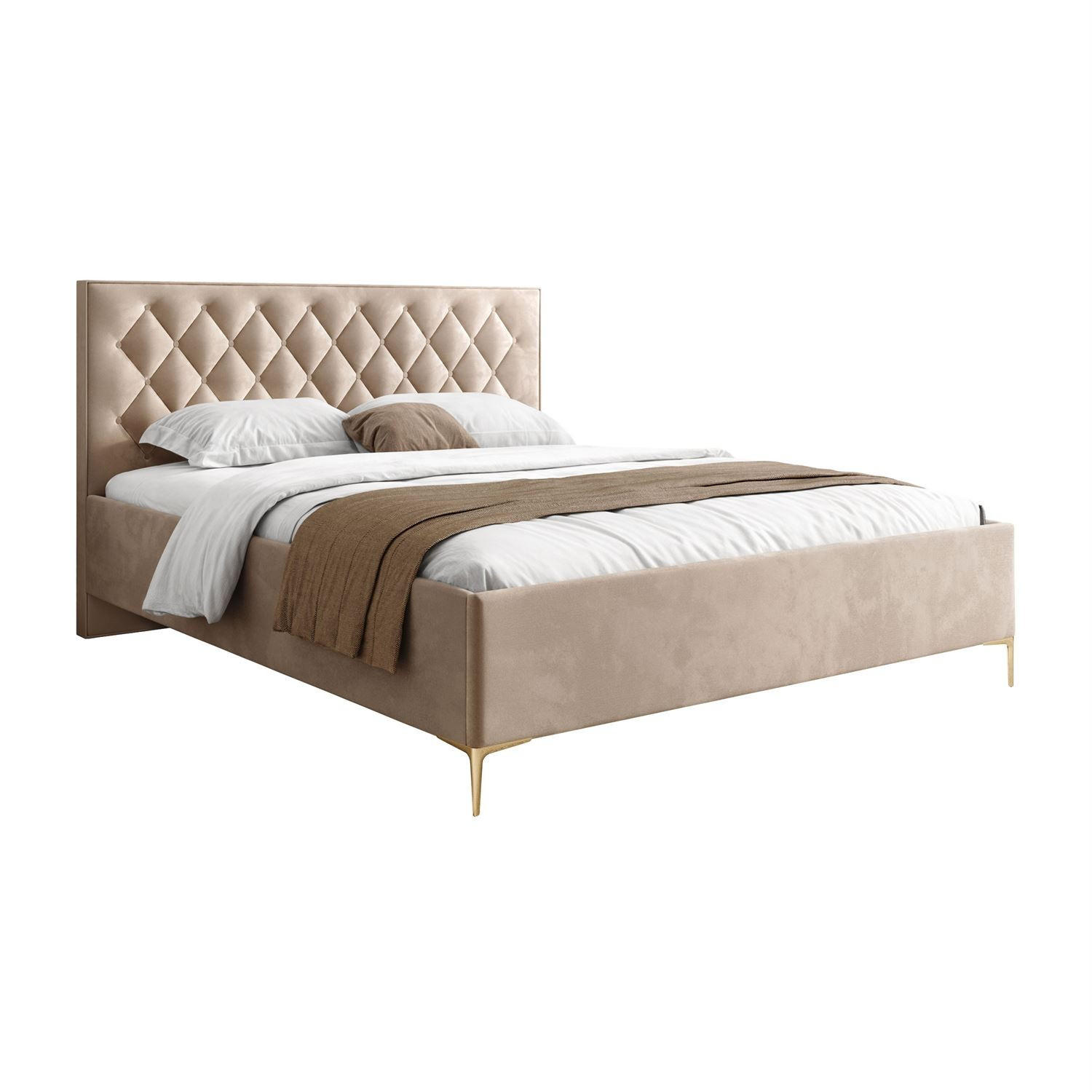 POLSTERBETT INEZ mit Bettkasten 140x200 cm Royal Velvet 170 - Beige, Textil - Lookway