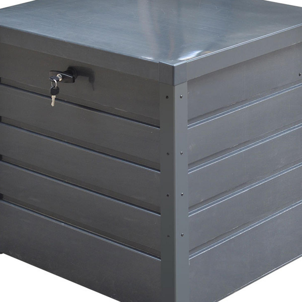 GARTENBOX Auflagenbox Kissenbox 200L aus Metall in Anthrazit in AußenGarten abschließbar 72 x 62 x 63 cm 15 kg - Anthrazit, Metall (72/63/62cm) - Livingandhome