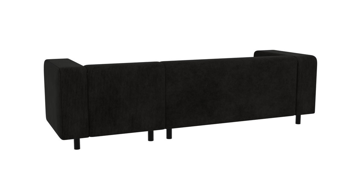 ECKSOFA Tove Schwarz Cord - Ottomane rechts - Schwarz, Holz/Kunststoff (240/142cm) - S-Style Möbel