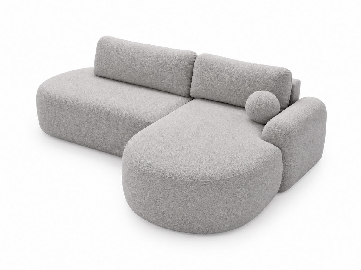 ECKSOFA Aurio O Bouclé-Stoff Grau Rechts - Grau, Holz/Textil (177/271cm) - Graingold