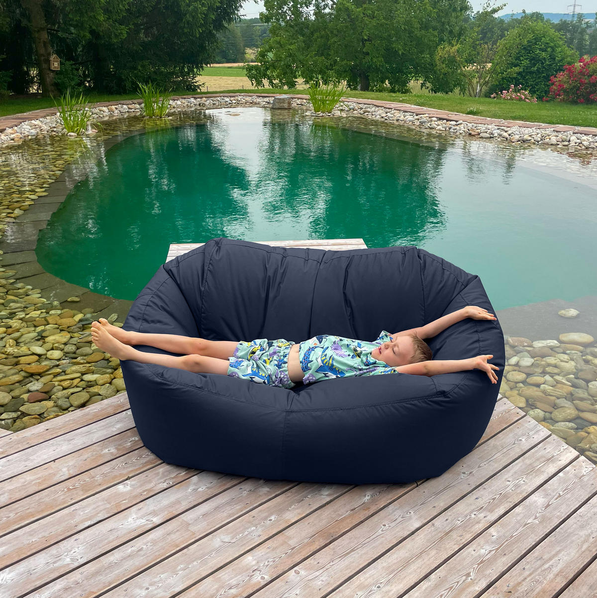 SITZSACK SOFA Lounge blaugrau für Indoor und Outdoor - Blaugrau, Textil (1600/60/1000cm) - Bruni