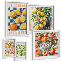 BILDER SET 5er Set - 50x50 cm & 20x30 cm & 40x60 cm Weißer Rahmen - Zitronenbäume im Topf - Weiß, Kunststoff (40/60cm) - TULUP