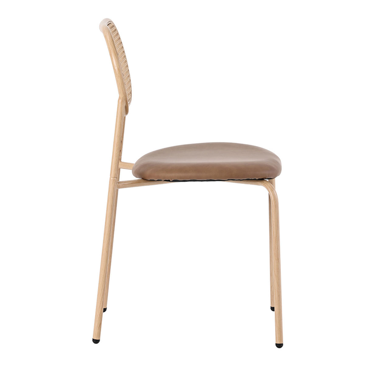 ESSZIMMERSTUHL Set 6er Braun PU & Rattan Polsterstuhl mit Metallbeinen - Braun, Kunststoff (46/80/48cm) - Urban Meuble