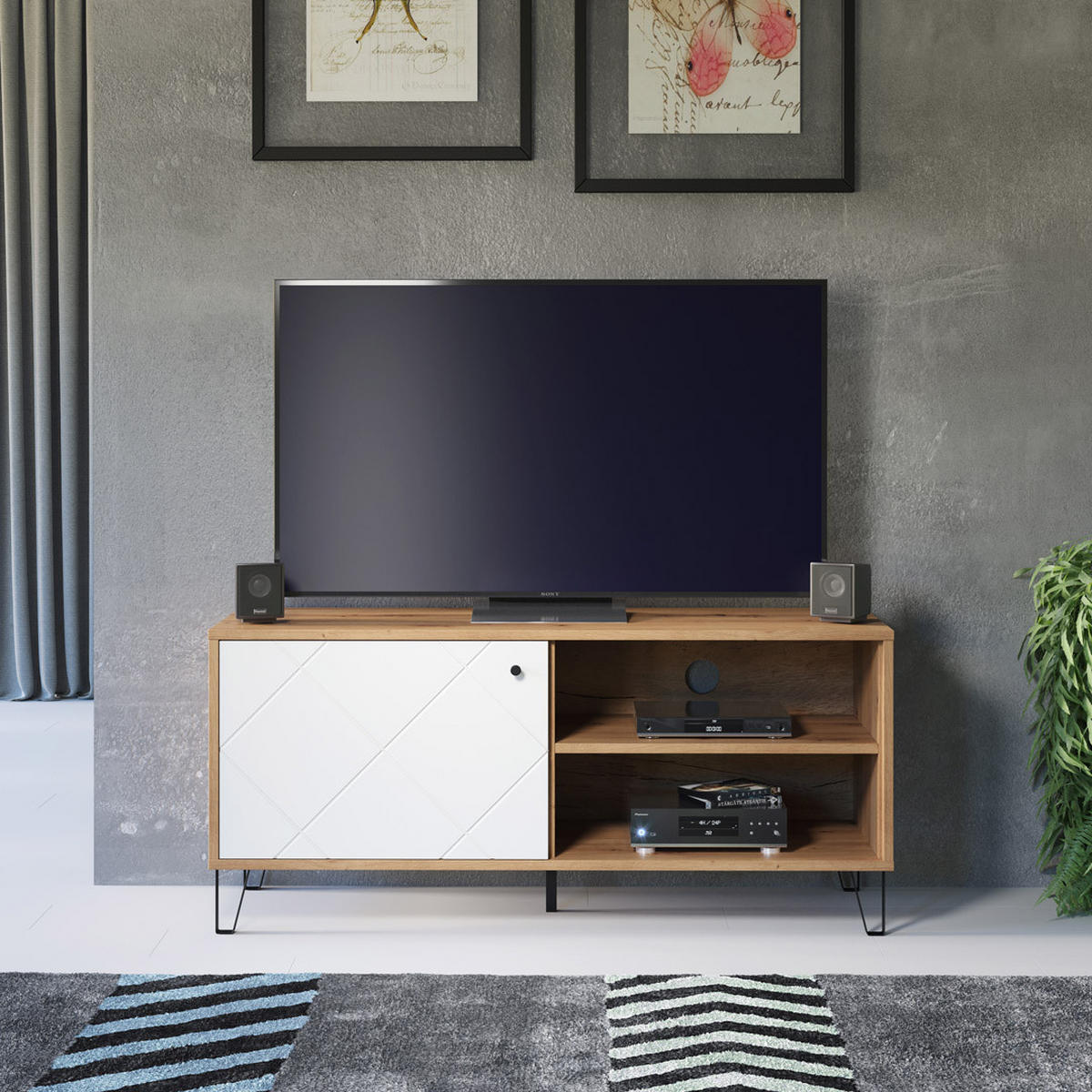 TV-ELEMENT Eiche Dekor - Eiche Wotan, Holzwerkstoff (123/55/40cm) - ebuy24