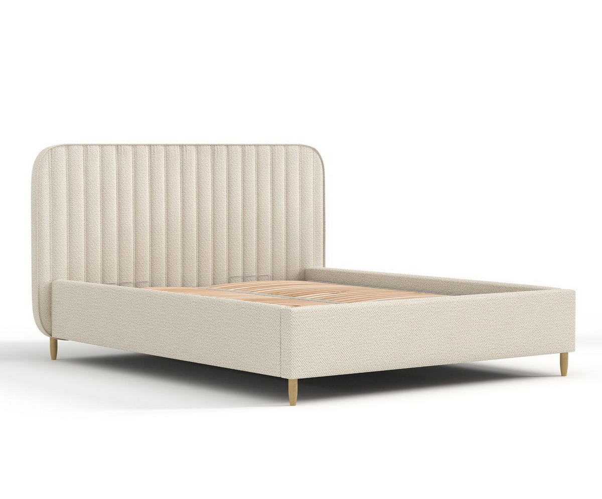 POLSTERBETT Noto Beige 120/200 cm im Chenille-Stoff - Beige/Naturfarben, Holz/Holzwerkstoff (120/200cm) - Maison de Reve