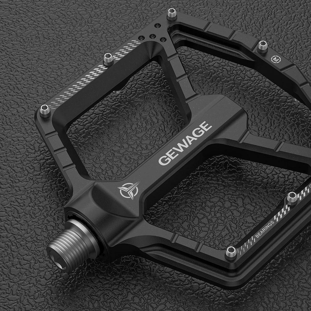 FAHRRADPEDALE CNC-Aluminium ultraflach mit 14 Anti-Rutsch-Pins Schwarz - Schwarz, Metall (11/1.5/12cm)