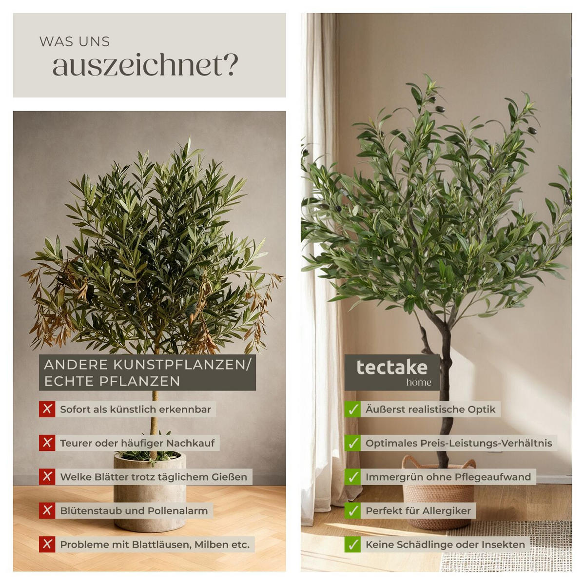 KÜNSTLICHER-OLIVENBAUM Oleand, stabiler Kunststoff-Blumentopf, grün - Grün, Kunststoff (120cm) - tectake