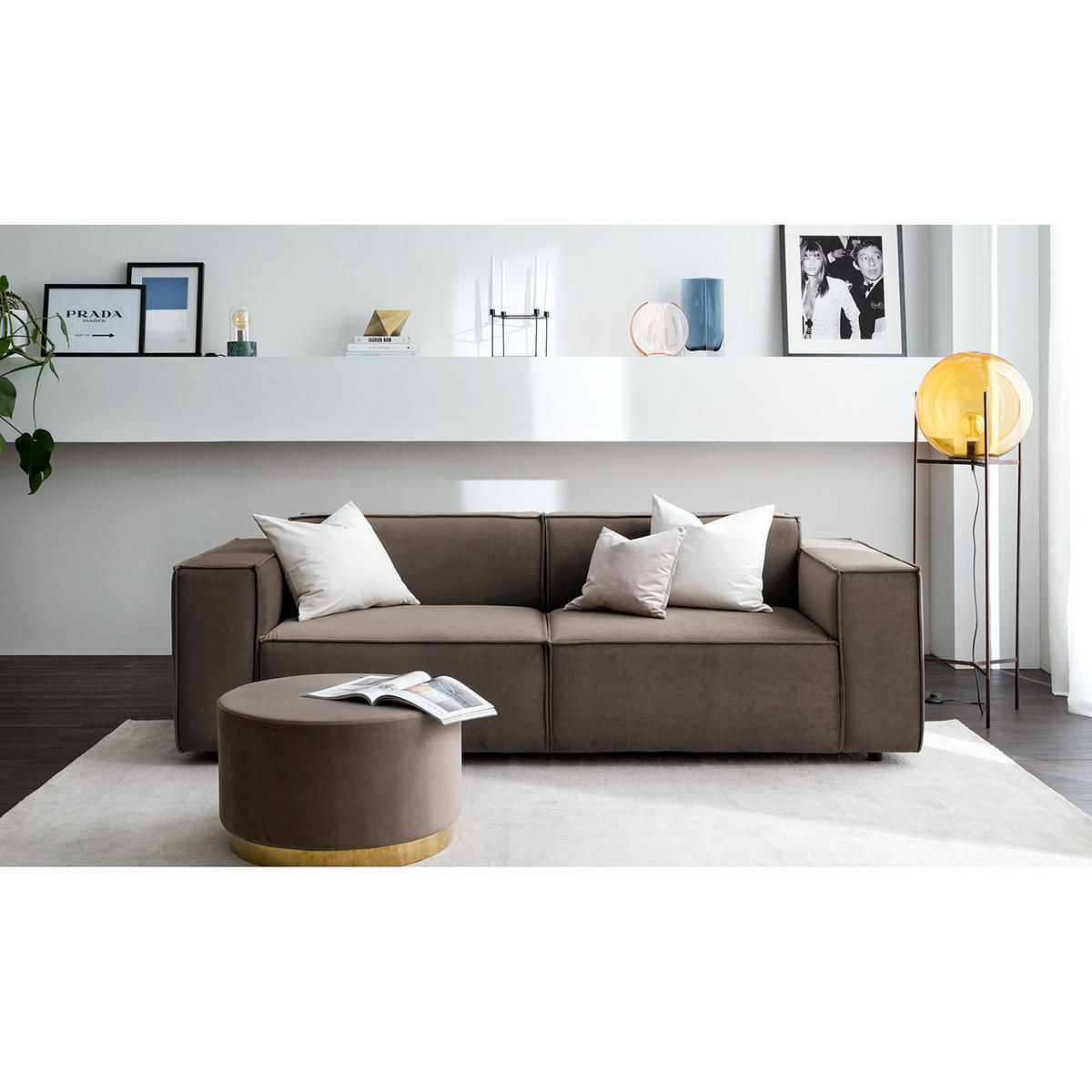 2,5-SITZER SOFA - Taupe, Textil (223/70/96cm) - home24