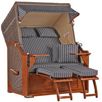 STRANDKORB Seeblick 2 Sitzer Mahagoni - Braun/Grau, Metall (125/170/80cm) - Mr. Deko