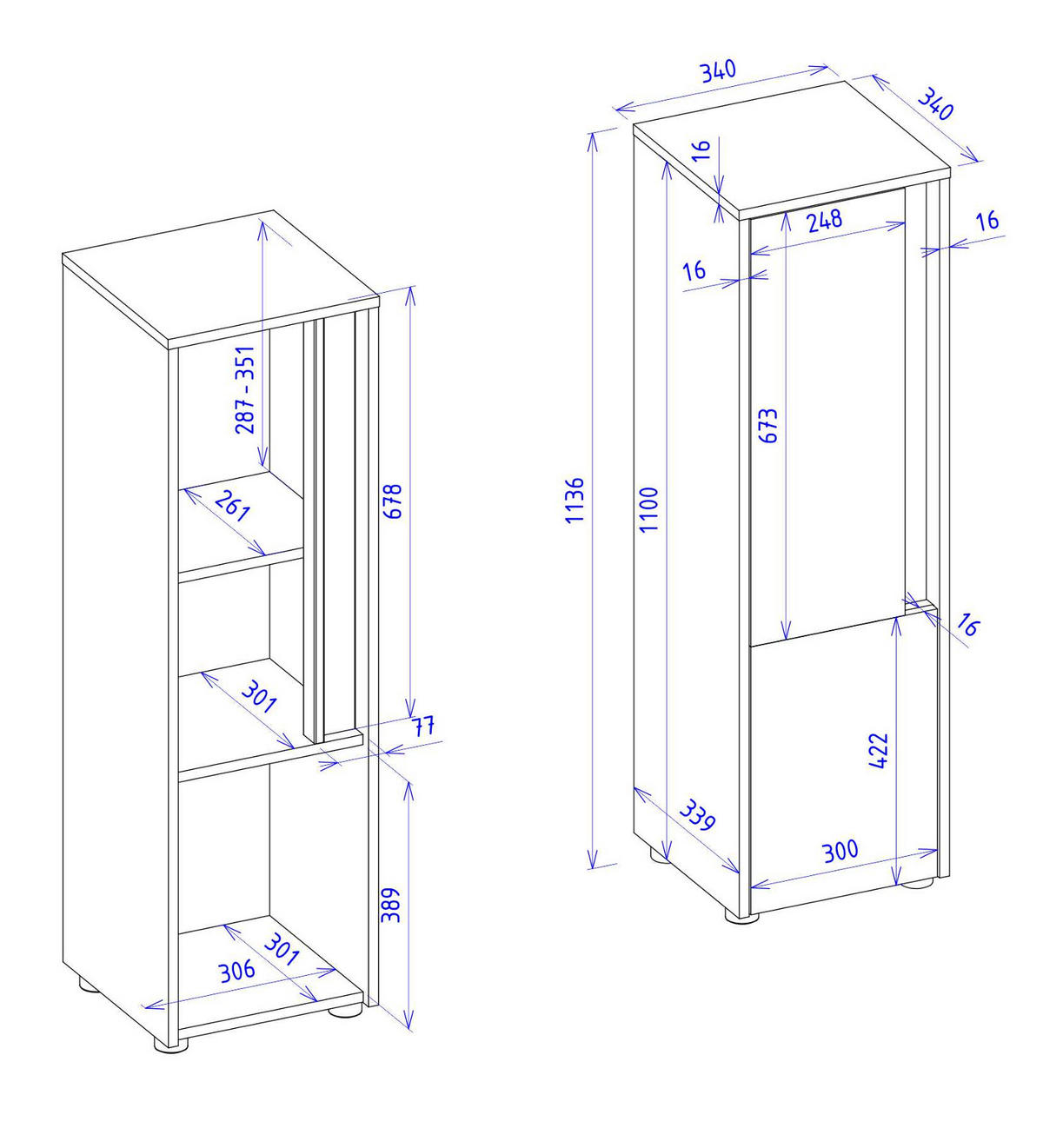 BAD-MIDISCHRANK weiß, Wotan Eiche, Badmöbel Kommode 34 x 114 cm - Silberfarben/Eiche Wotan, Holz/Holzwerkstoff (34/114/34cm) - Furn.Design