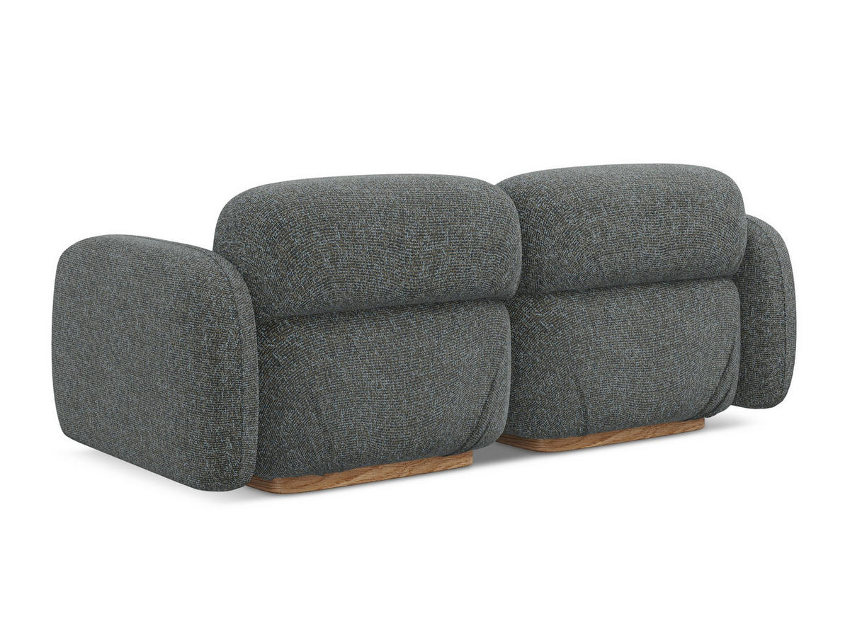 3-SITZER SOFA Strukturstoff Stoff Grau - Dunkelgrau/Braun, Holz/Textil (190/73/95cm) - Makamii