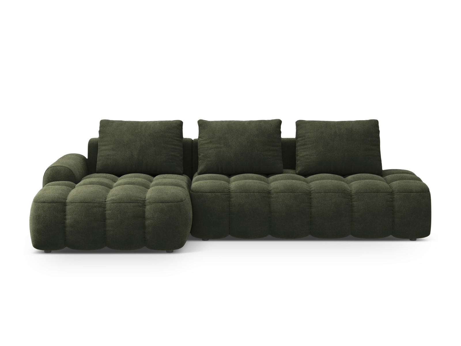 AUSKLAPPBARES-ECKSOFA links mit Container Linz aus Samt grün 3 Sitzplätze - Grün, Textil (142/275cm) - Cosmopolitan Design