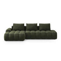AUSKLAPPBARES-ECKSOFA links mit Container Linz aus Samt grün 3 Sitzplätze - Grün, Textil (142/275cm) - Cosmopolitan Design