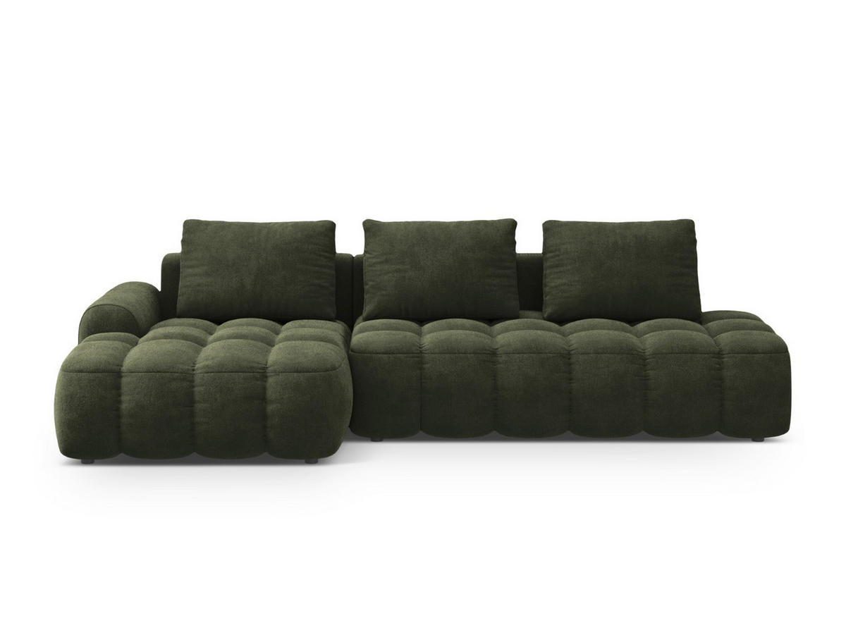 AUSKLAPPBARES-ECKSOFA links mit Container Linz aus Samt grün 3 Sitzplätze - Grün, Textil (142/275cm) - Cosmopolitan Design