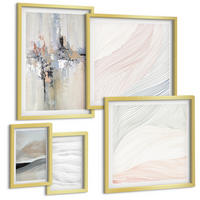 BILDER SET 5er Set - 50x50 cm & 20x30 cm & 40x60 cm Goldrahmen - Abstrakte Erdmuster - Goldfarben, Kunststoff (40/60cm) - TULUP