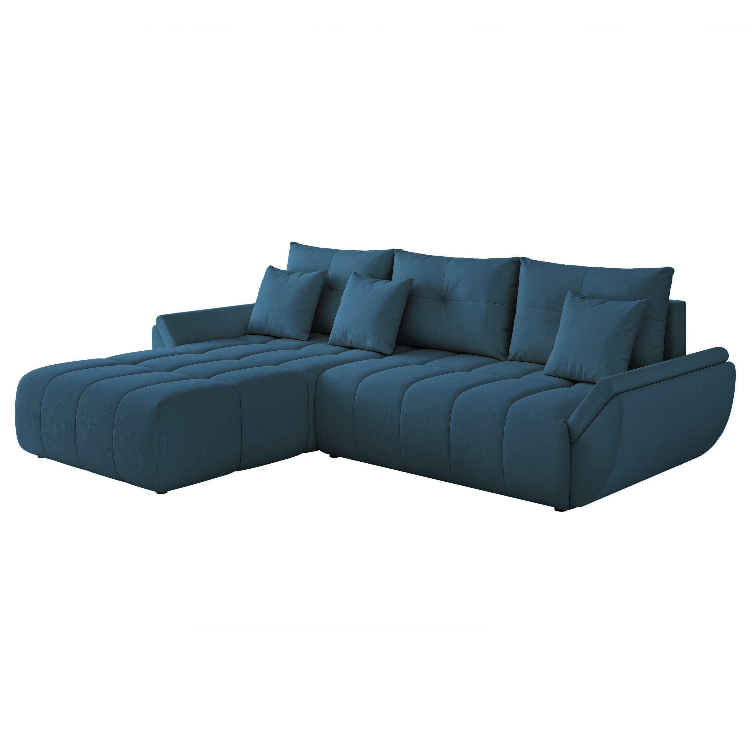 ECKSOFA ARO mit Schlaffunktion und Bettkasten Marineblau - Dunkelblau, Holzwerkstoff/Kunststoff (280/190cm) - Idohome